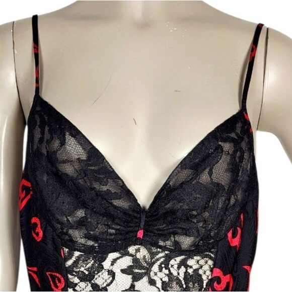 VTG Gold Label Victoria Secret Flirty Silk Lace Heart Brocade Teddy Lingerie NEW - Picture 4 of 11